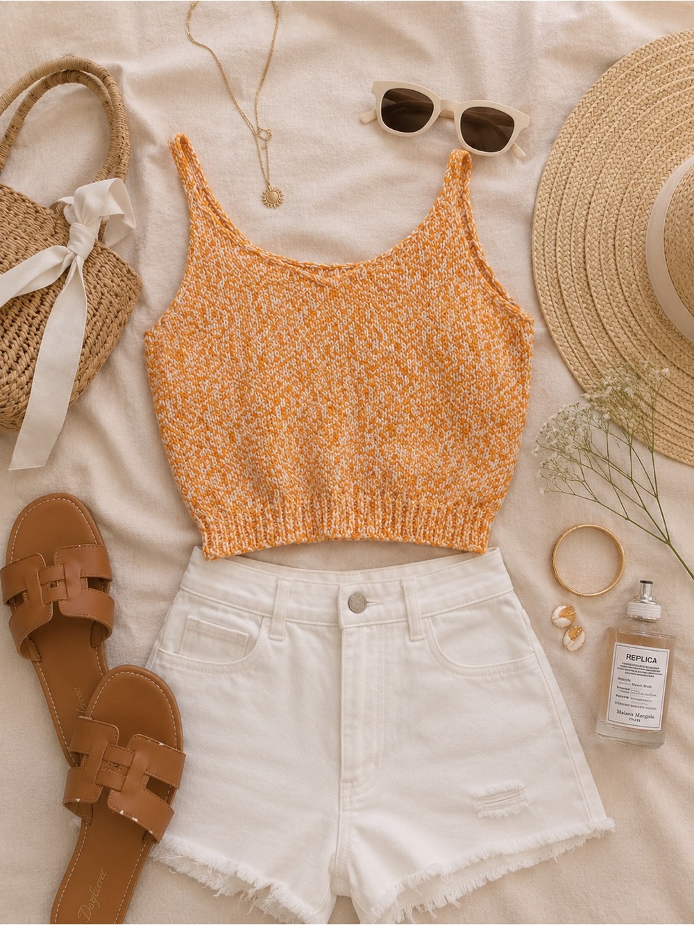 Lou & Grey orange and white Marled Knit Cami